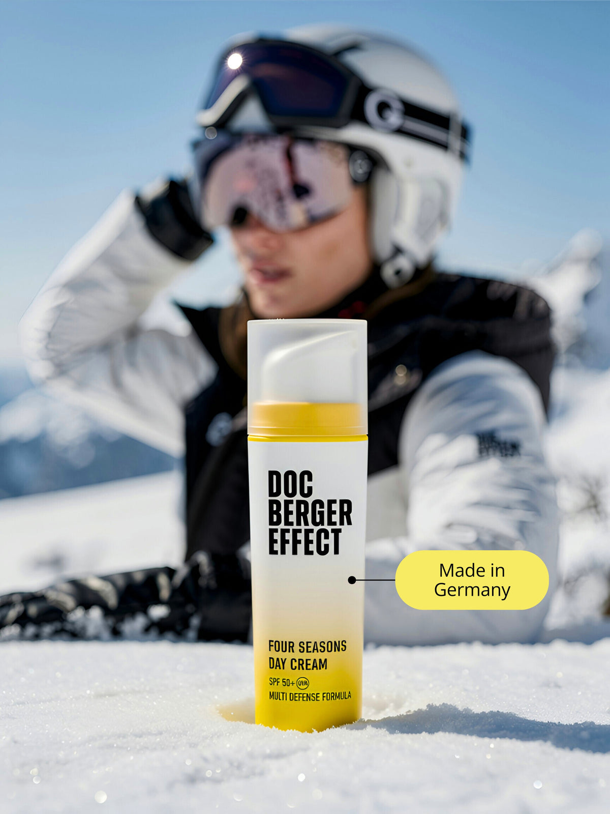 DOC BERGER EFFECT Four Seasons Day Cream LSF 50 im Schnee – Tagescreme mit Sonnenschutz gegen UV-Strahlen im Winter