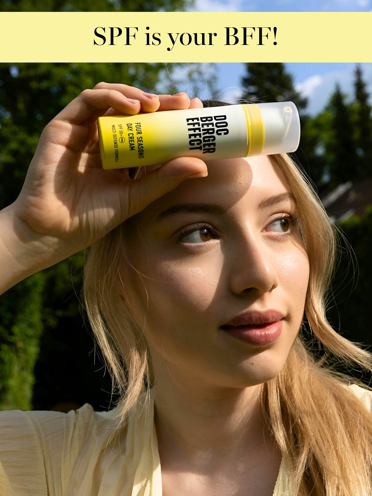 DOC BERGER EFFECT Four Seasons Day Cream SPF 50+ as a daily facial sunscreen—combines anti-aging care with high UV protection to prevent wrinkles, age spots, and premature light-induced skin aging.