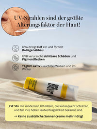 DOC BERGER EFFECT Four Seasons Day Cream with SPF 50+ for daily protection against UVA and UVB rays—high sun protection against light-induced skin aging, collagen breakdown, wrinkles, and age spots.