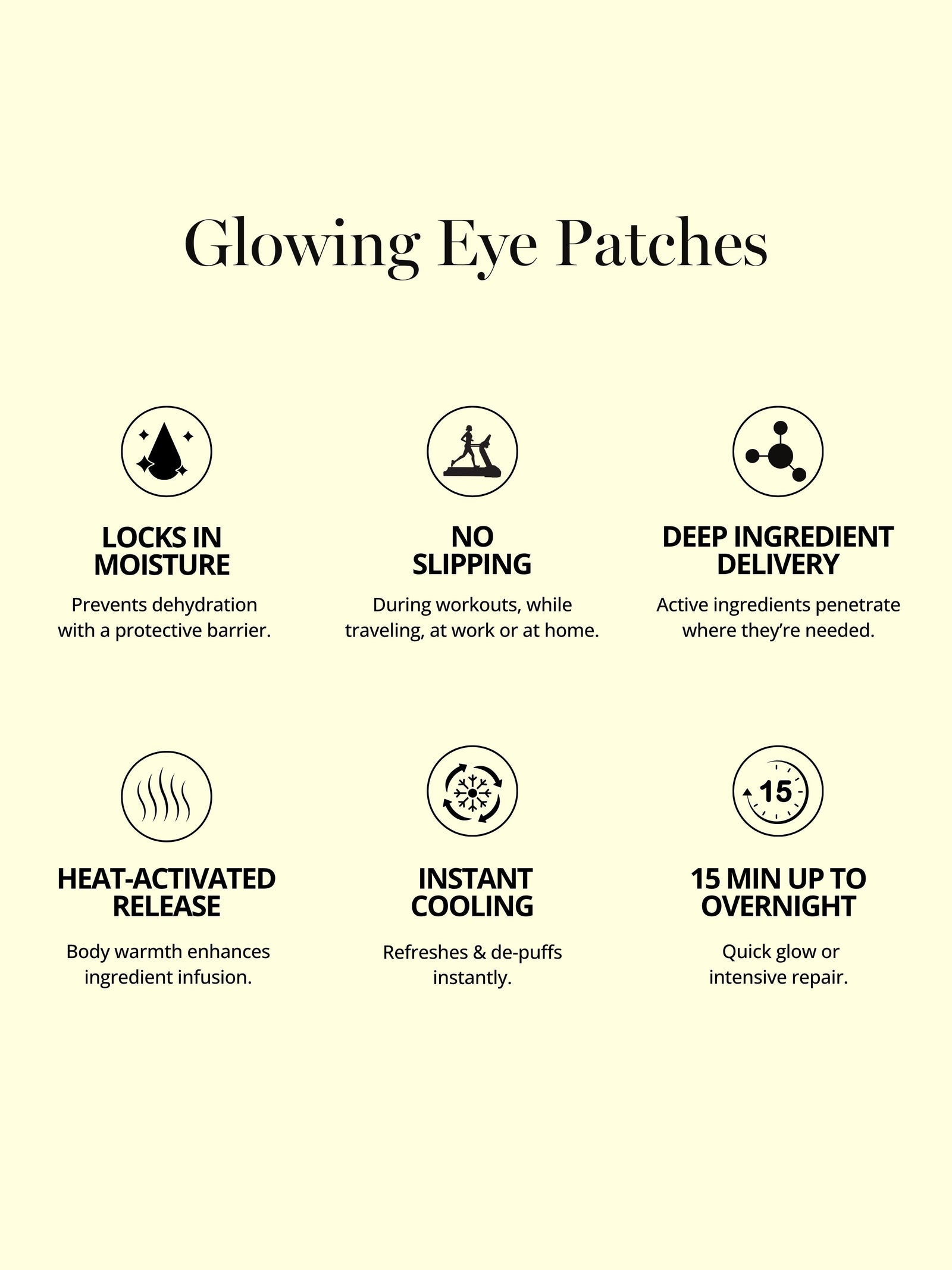 Produktübersicht der DOC BERGER EFFECT Glowing Eye Patches mit Vorteilen wie Anti-Aging, Feuchtigkeit, Glow sowie Reduktion von Augenringen, Schwellungen und feinen Linien