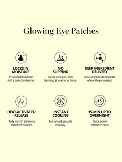 Produktübersicht der DOC BERGER EFFECT Glowing Eye Patches mit Vorteilen wie Anti-Aging, Feuchtigkeit, Glow sowie Reduktion von Augenringen, Schwellungen und feinen Linien