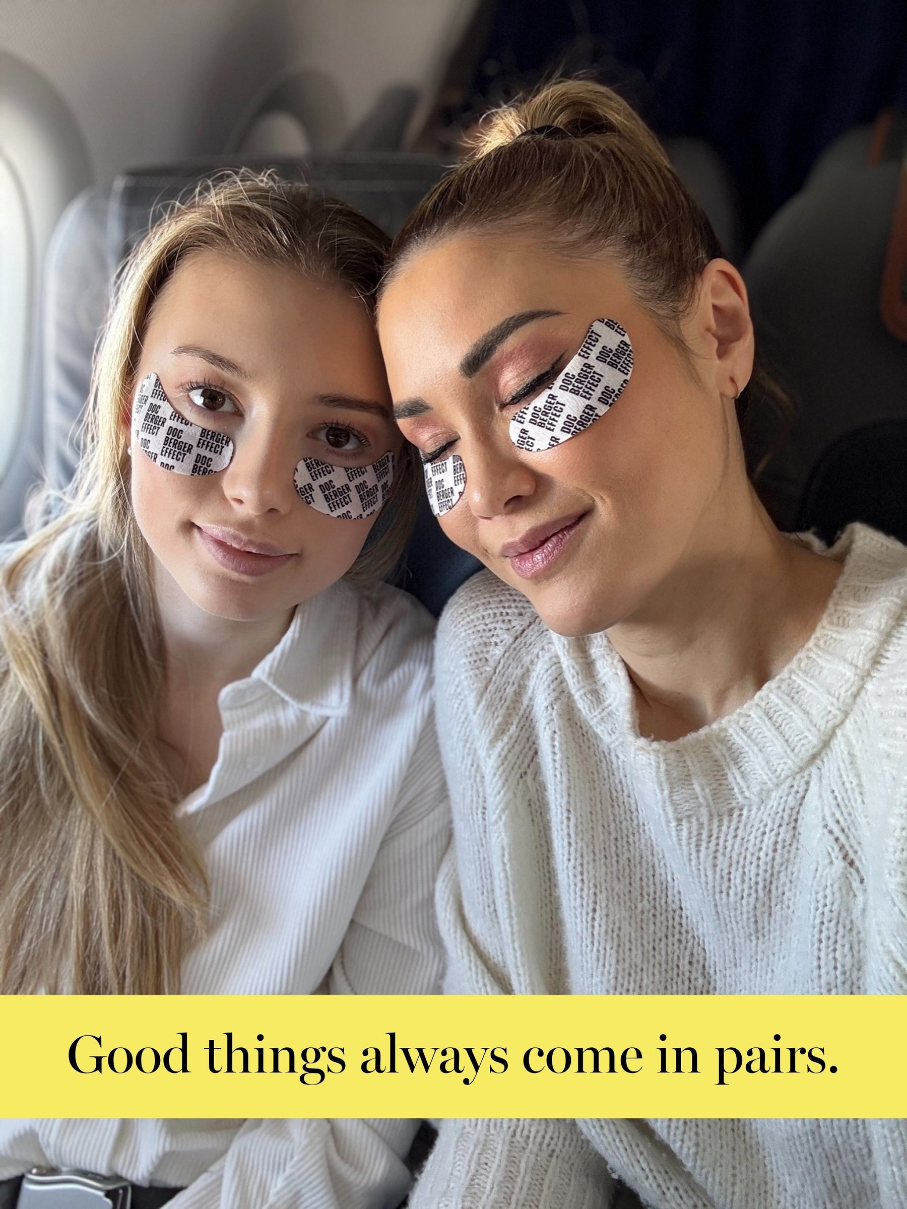 Dr. Luise Berger und Eleonora Berger tragen gemeinsam DOC BERGER EFFECT Glowing Eye Patches für luxuriöse Augenpflege gegen müde Augen, Schwellungen und Trockenheitsfältchen