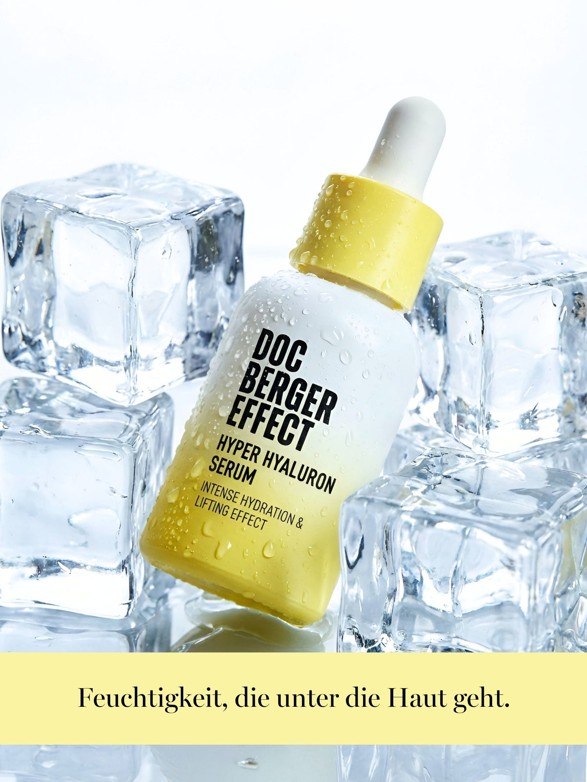 DOC BERGER EFFECT Hyper Hyaluron Serum for intense hydration and visibly plumper skin—hyaluronic acid and Botox-like peptides to combat wrinkles, fine lines caused by dryness, and loss of elasticity in people in their 40s and 50s.