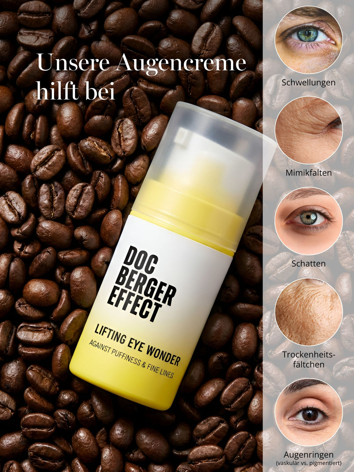 DOC BERGER EFFECT Lifting Eye Wonder Augencreme gegen Schwellungen, Augenringe, Mimikfalten und Trockenheitsfältchen für eine glatter und erholter wirkende Augenpartie.