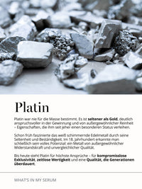 Platin Edelmetall als Wirkstoffträger im DOC BERGER EFFECT Platinum Elixir – luxuriöses Peptidserum und Anti-Aging Longevity Serum für feste, strahlende Haut