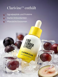 Clarivine im DOC BERGER EFFECT Platinum Elixir enthält Signalpeptide, Proteine, Antioxidantien und pflanzliche Exosomen zur Unterstützung der Hautregeneration.