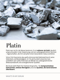 Platin im DOC BERGER EFFECT Platinum Elixir dient als innovativer Wirkstoffträger für Anti-Aging-Peptide und unterstützt die Pflege bei Falten und Elastizitätsverlust.