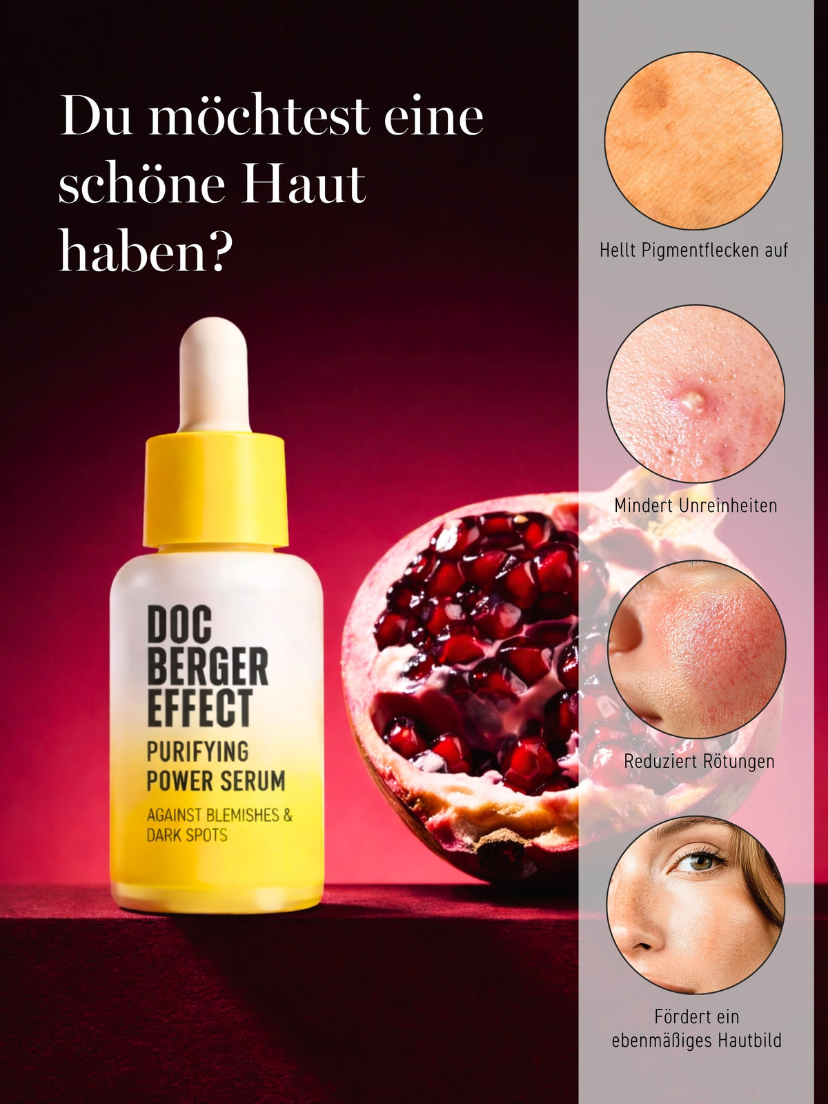 DOC BERGER EFFECT Purifying Power Serum reduziert Pickel, Rötungen und Pigmentflecken und sorgt für ein klareres, ebenmäßigeres Hautbild.