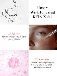 Wirkstoffe im DOC BERGER EFFECT Purifying Power Serum – Azeloglicina®, Tranexamsäure und Niacinamid gegen Pigmentflecken, Pickel und unreine Haut.