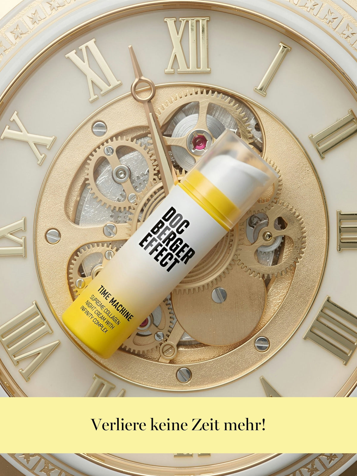 DOC BERGER EFFECT Time Machine is an anti-aging night cream that combats wrinkles, sagging skin, and loss of elasticity for those 40 and older. This lightweight night cream with Juvinity™, argan stem cell technology, and the collagen-supporting Infinity Complex is particularly suitable for normal skin, combination skin, and oilier mature skin types seeking intensive anti-aging care without a heavy texture.