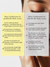 DOC BERGER EFFECT Time Machine is for women who want to address wrinkles, loss of elasticity, and sagging skin over the long term. This lightweight anti-aging night cream is particularly suitable for normal, combination, and oily skin types aged 40 or 50 and older, when intensive active ingredient care is desired but a classic, rich night cream feels too heavy on the skin.