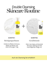 DOC BERGER EFFECT Tonic Sensitive als zweiter Schritt der Double-Cleansing-Routine nach dem DOC BERGER EFFECT Foam Sensitive – beruhigt und hydratisiert sensible und trockene Haut und bereitet sie auf die anschließende Anti-Aging-Pflege vor.