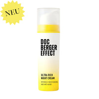 DOC BERGER EFFECT Ultra Rich Night Cream – reichhaltige Anti-Aging Nachtcreme für trockene und reife Haut mit Squalan, Avocadoöl und Hyaluronsäure zur intensiven Regeneration über Nacht.