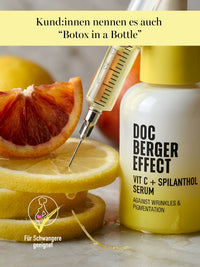 DOC BERGER EFFECT Vit C + Spilanthol Serum with spilanthol for more relaxed and smoother-looking facial features—intensive anti-aging skincare to combat expression lines, pigmentation spots, and an uneven complexion. Customers also call it “Botox without the needles” or “Botox in a bottle.”