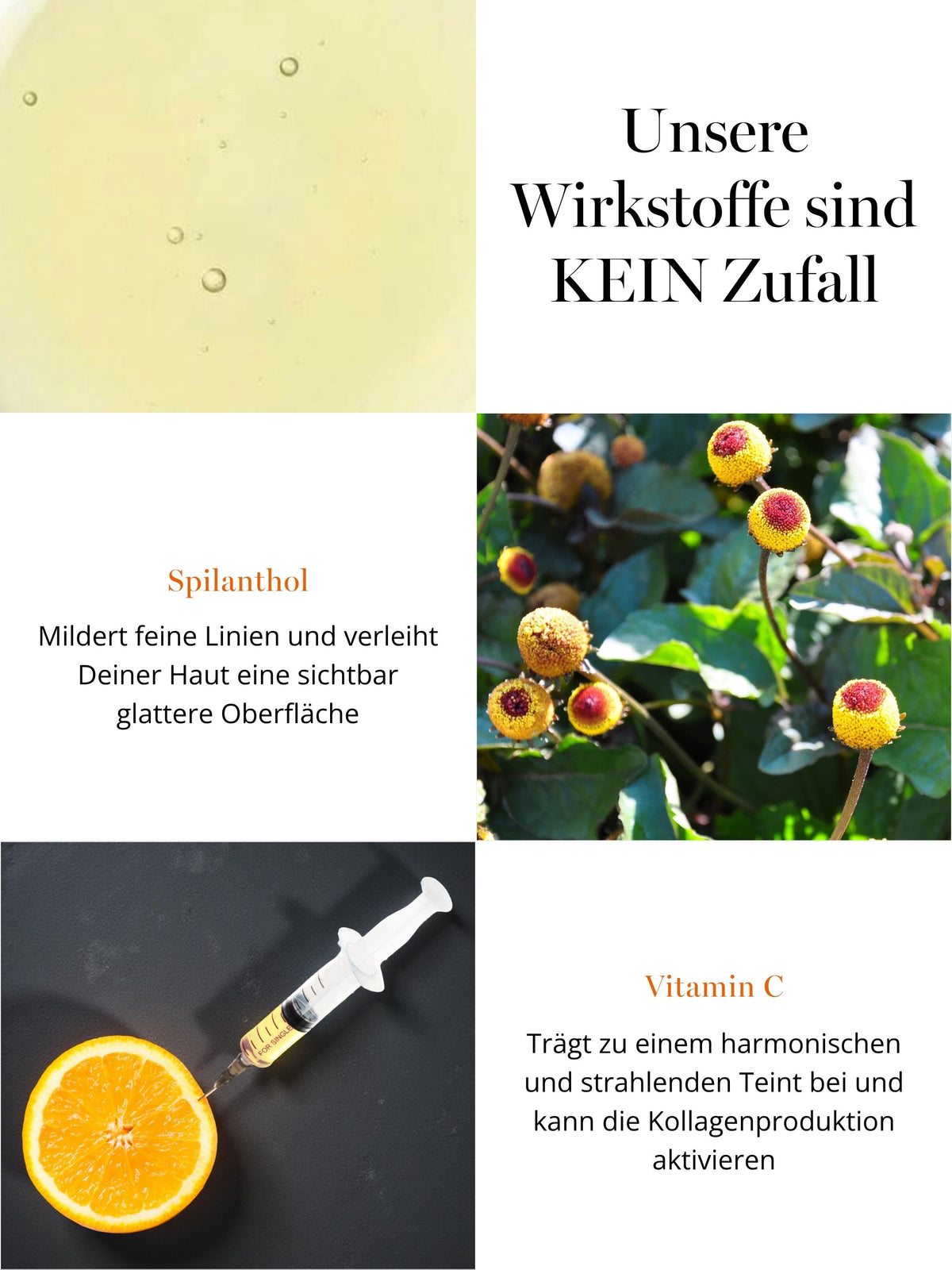 DOC BERGER EFFECT Vitamin C + Spilanthol Serum combines spilanthol, which smooths fine lines, with vitamin C to provide antioxidant protection, a radiant complexion, and support for collagen production.