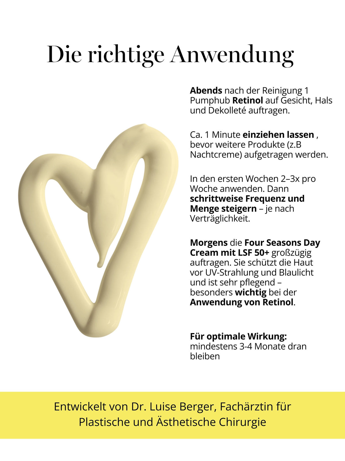 Anwendung des Retinol Testsieger Sets – abends Retinol Sensitive oder Intense, morgens SPF 50 Tagescreme für optimalen Hautschutz und Anti-Aging Effekt